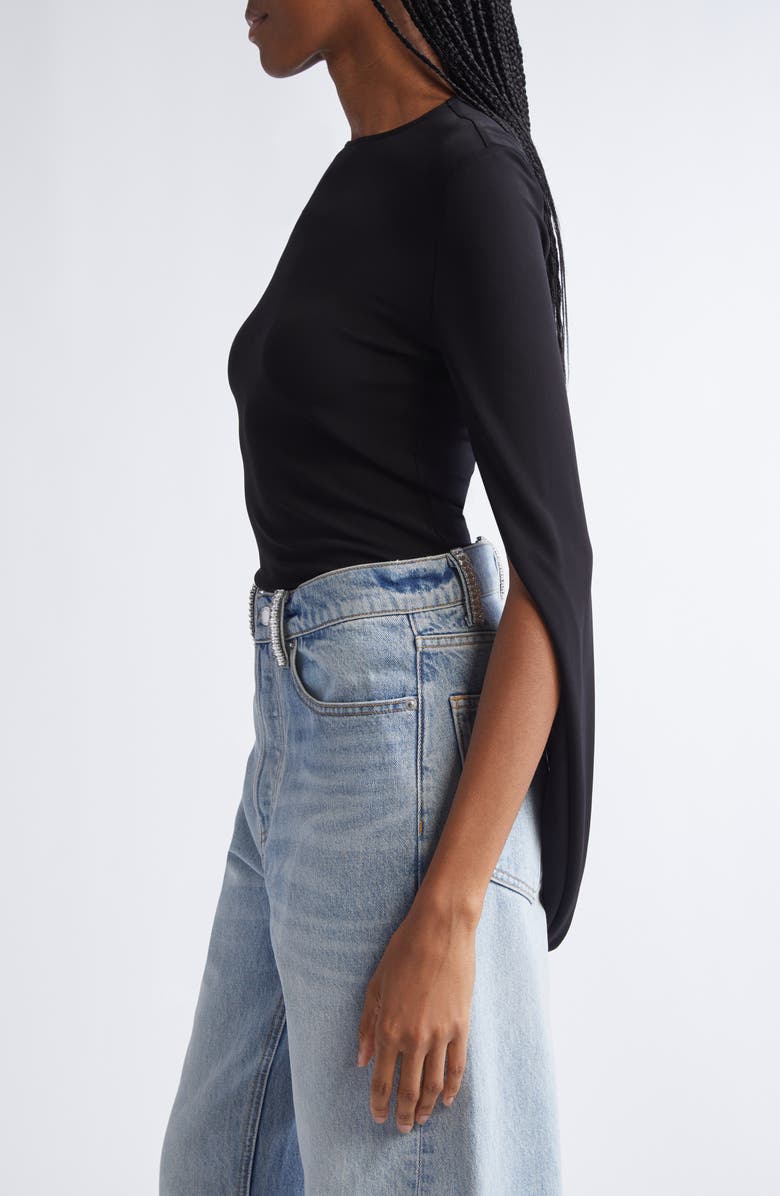 Alexander Wang Drape Sleeve Knit Top, Alternate, color, Black