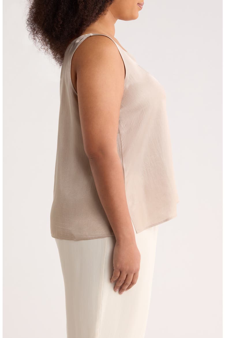 Scoop Neck Satin Tank, Alternate, color, WHEAT