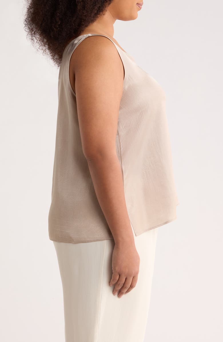 Eileen Fisher Scoop Neck Satin Tank, Alternate, color, Wheat