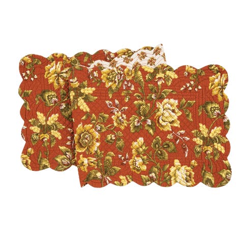 Estelle Quilted Reversible Floral Damask Table Runner 14" x 51"