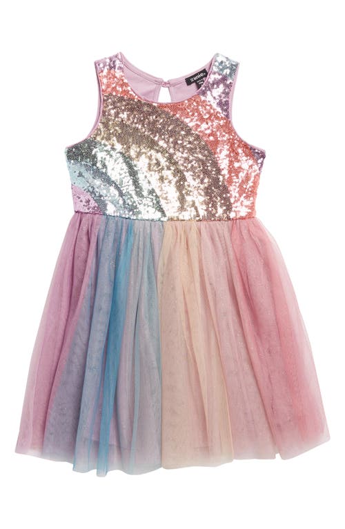 Zunie Kids' Rainbow Sequin & Tulle Dress in Pink Multi 