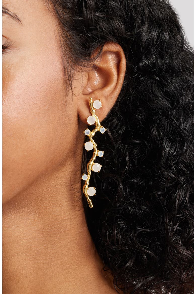 Sarai Moonstone & Quartz Stud Earrings, Alternate, color, GOLD