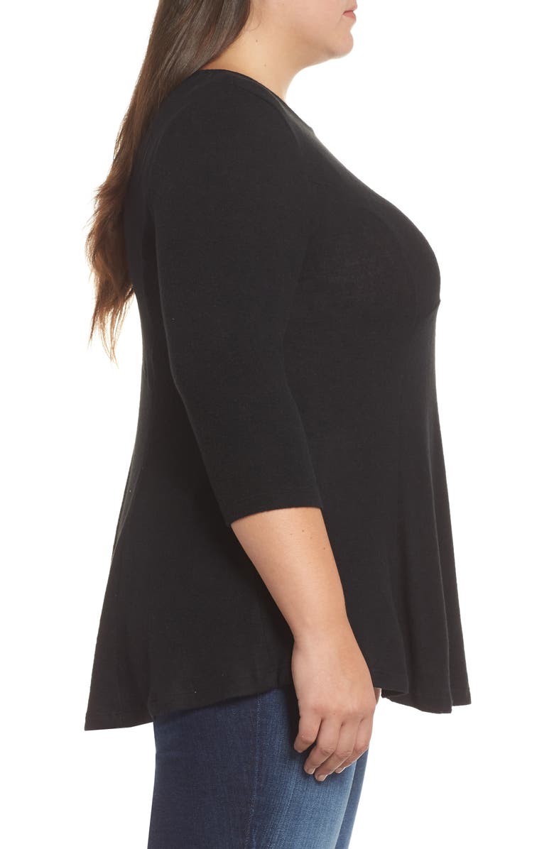 Bobeau Brushed Knit Babydoll Top, Alternate, color,