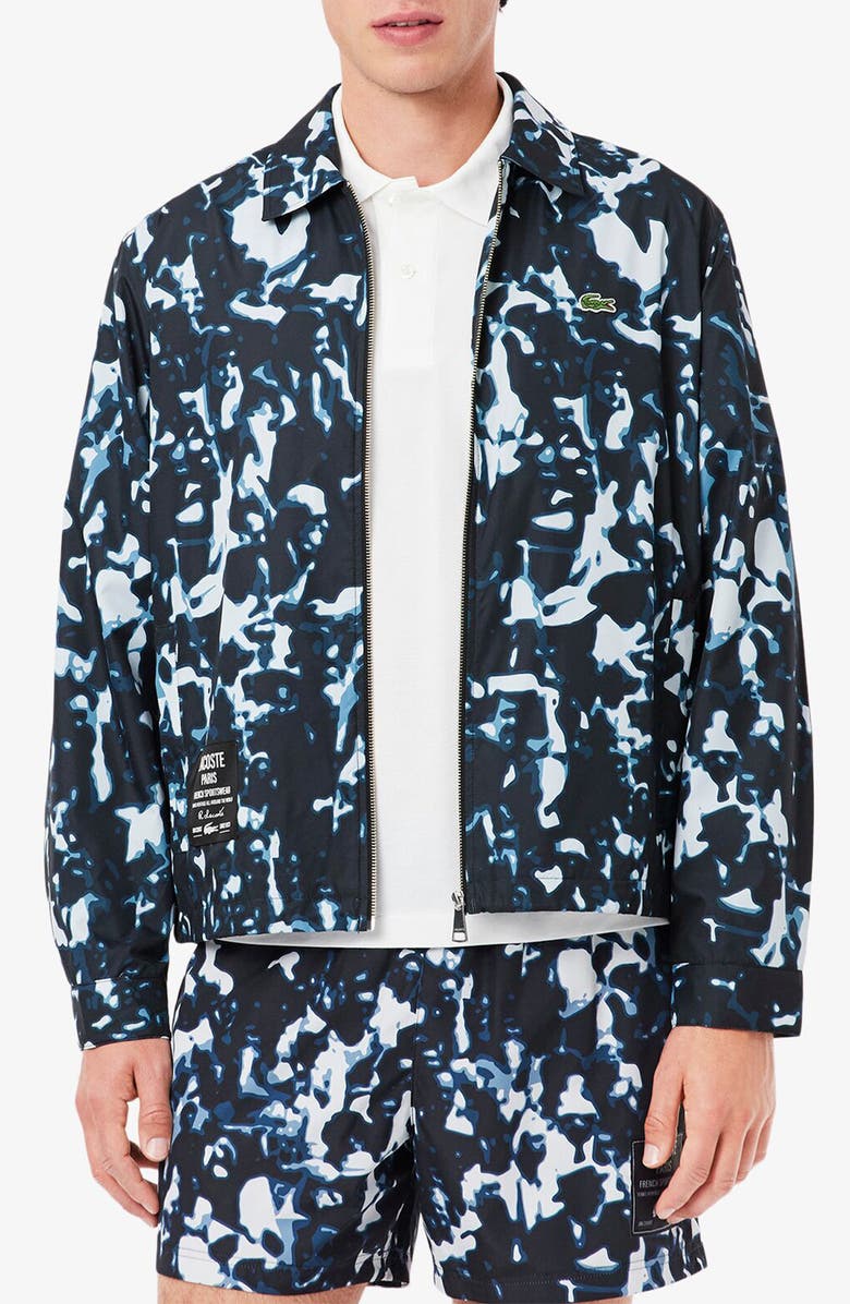 Lacoste Elevated Tennis Water Repellent Zip Jacket, Main, color, Black/ Limestone-Calluna