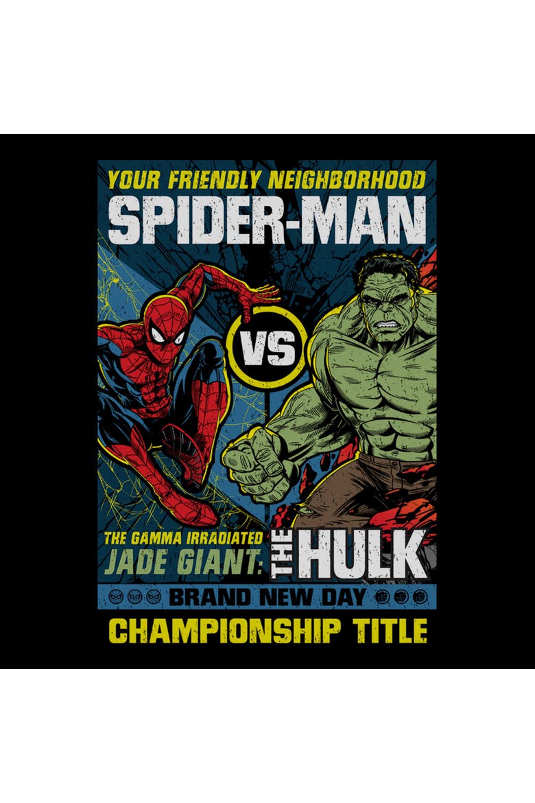 Boy's Spider-Man Brand New Day Friendly Neighborhood vs Hulk  Graphic T-Shirt, Alternate, color, Black