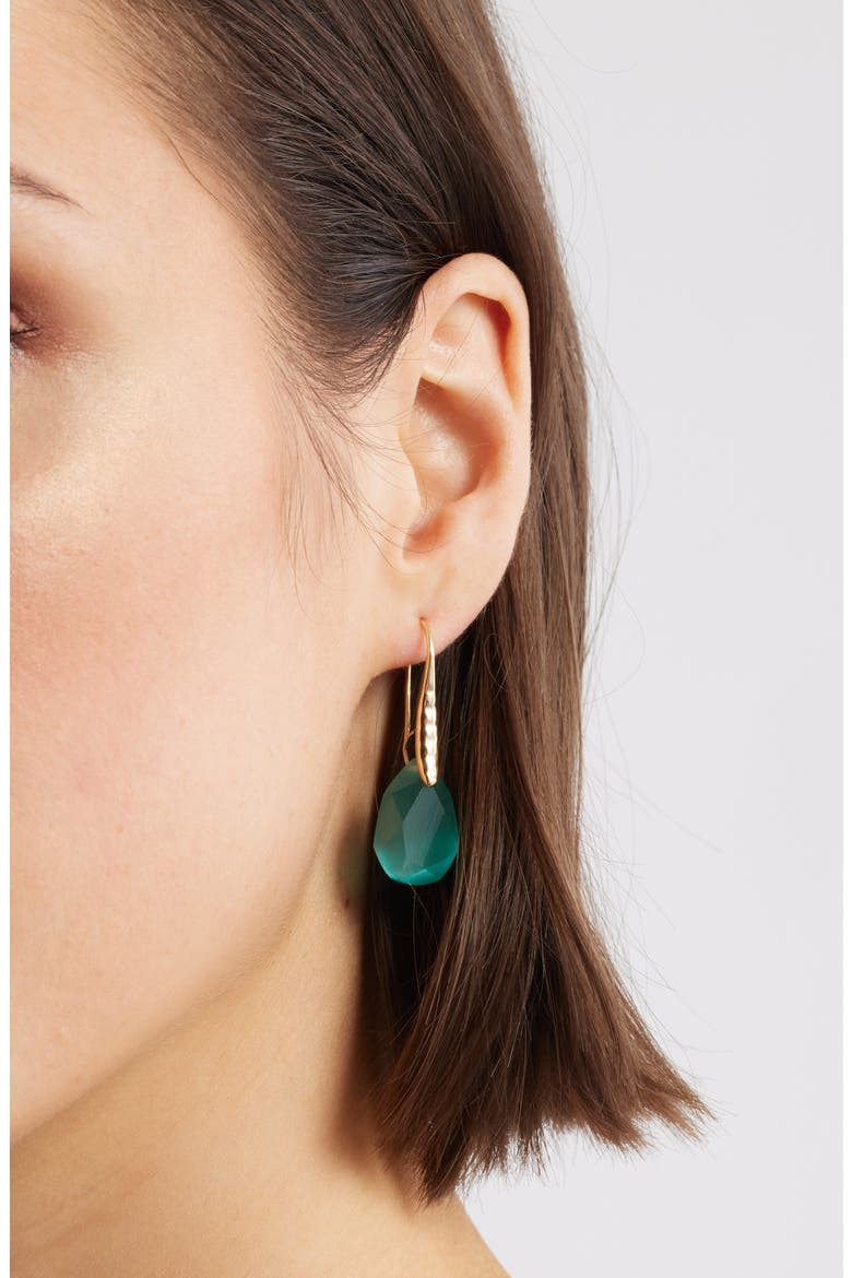 Teardrop Stone Drop Earrings, Alternate, color, SEAFOAM- GOLD