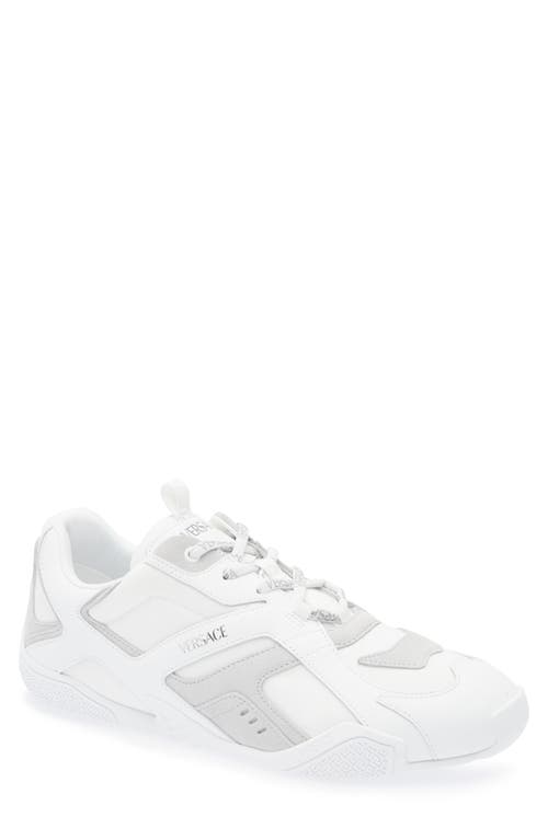 Versace Galaxia Leather Low-top Sneakers In White Concrete