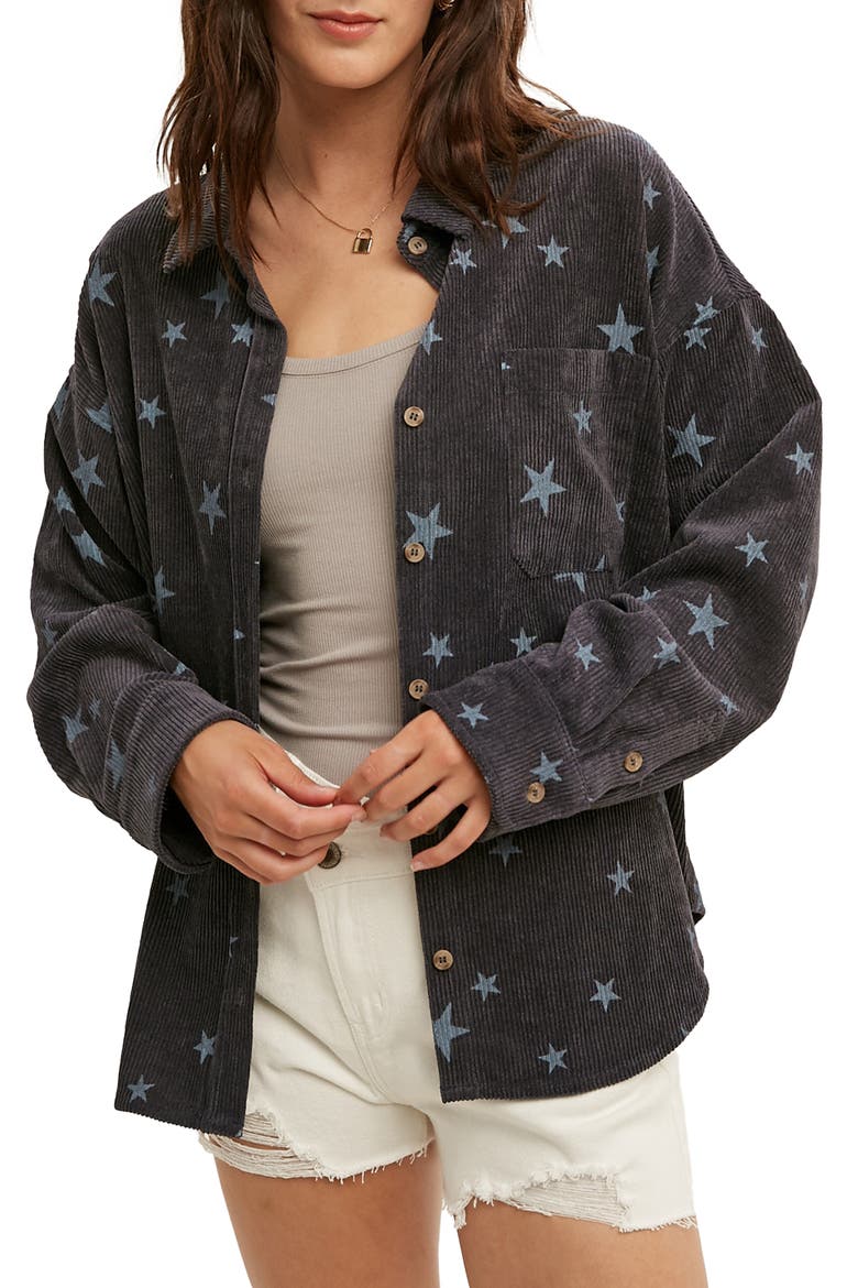 Star Corduroy Shirt Jacket, Main, color, M NAVY