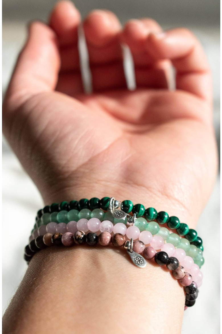 Heart Chakra Bracelet Set, Alternate, color, Green / Pink