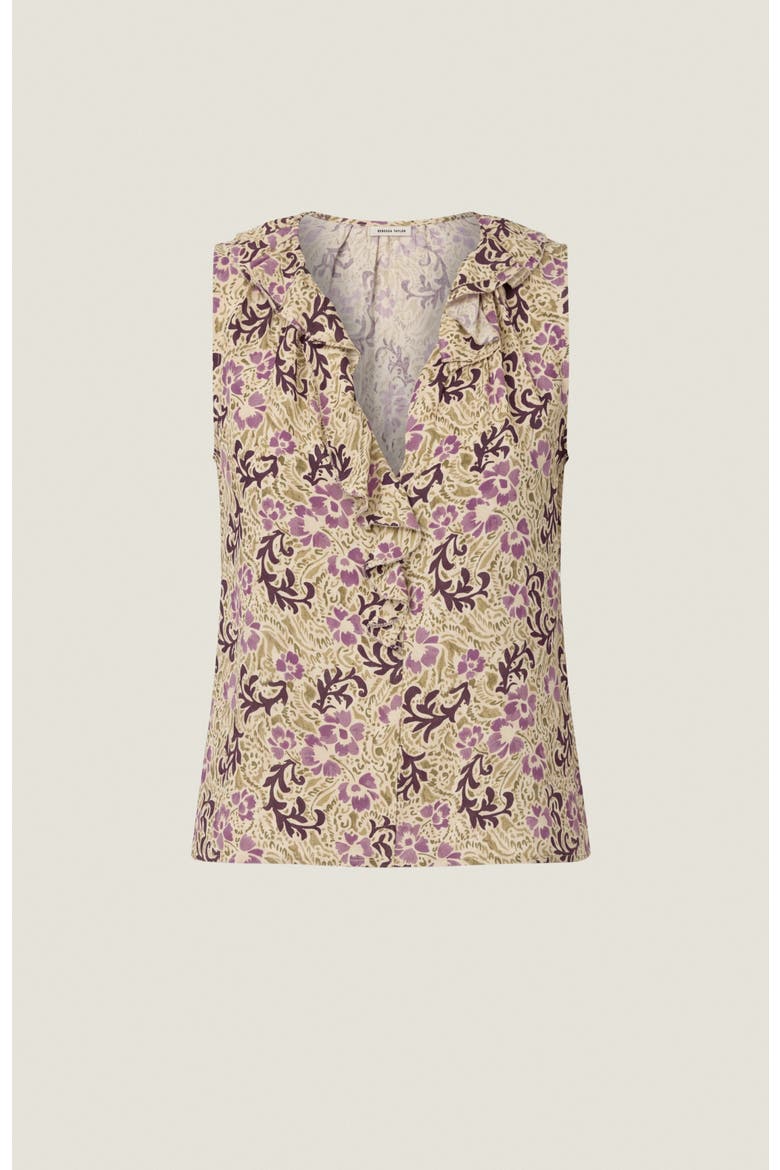 Caroline Ruffle Sleeveless Top, Alternate, color, Alabaster Multi