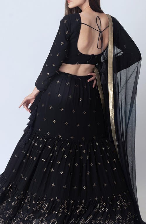 Raas Asha Sequins Embroidered Lehenga Choli In Black And Gold
