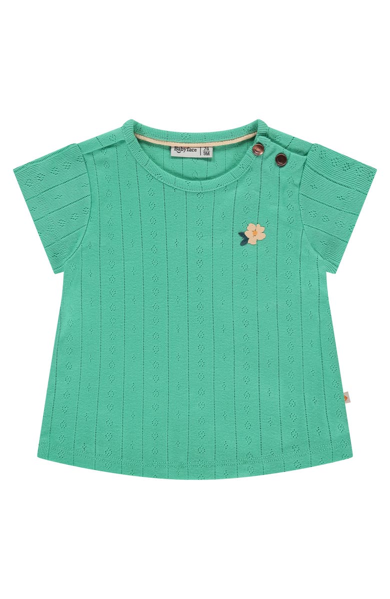 BABYFACE Pointelle Short Sleeve Top, Main, color, Seafoam