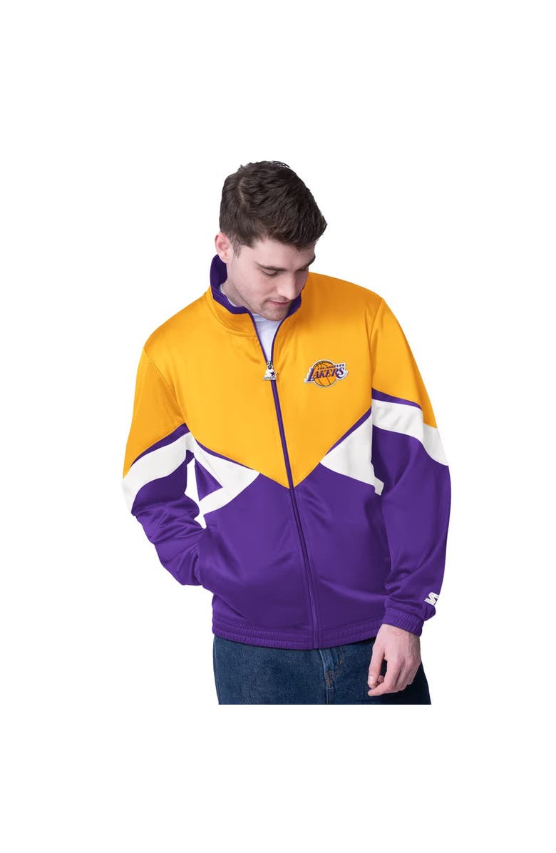 STARTER Men's Starter Gold/Purple Los Angeles Lakers Rush Applique Full-Zip Track Jacket, Main, color, Gold