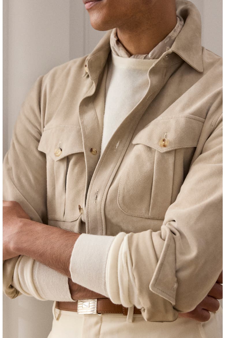 Barron Desert Fade Suede Shirt Jacket, Alternate, color, CLAY