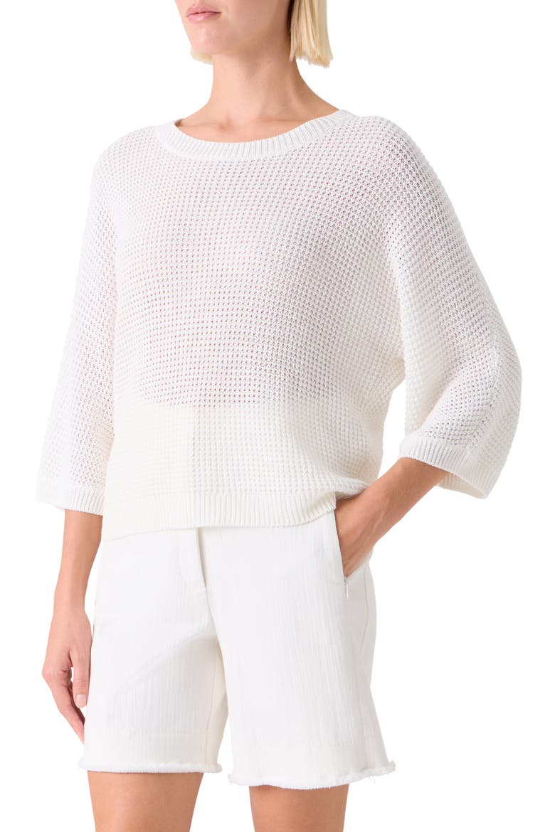 Linen & Cotton Sweater, Alternate, color, CREAM