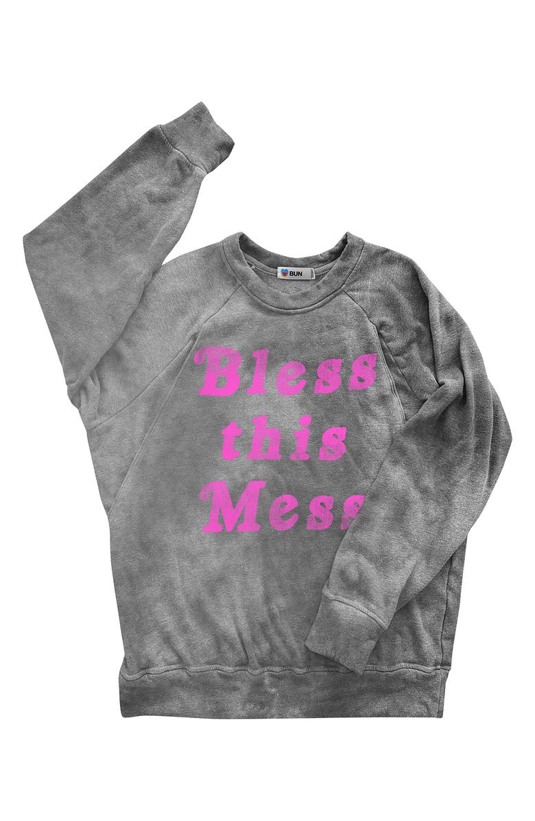 Bun Maternity Bless this Mess Graphic Nursing Sweatshirt, Alternate, color, 