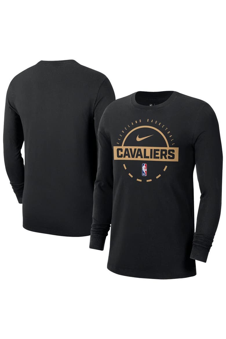 Men's Nike  Black Cleveland Cavaliers Authentic Long Sleeve Practice T-Shirt, Main, color, Black