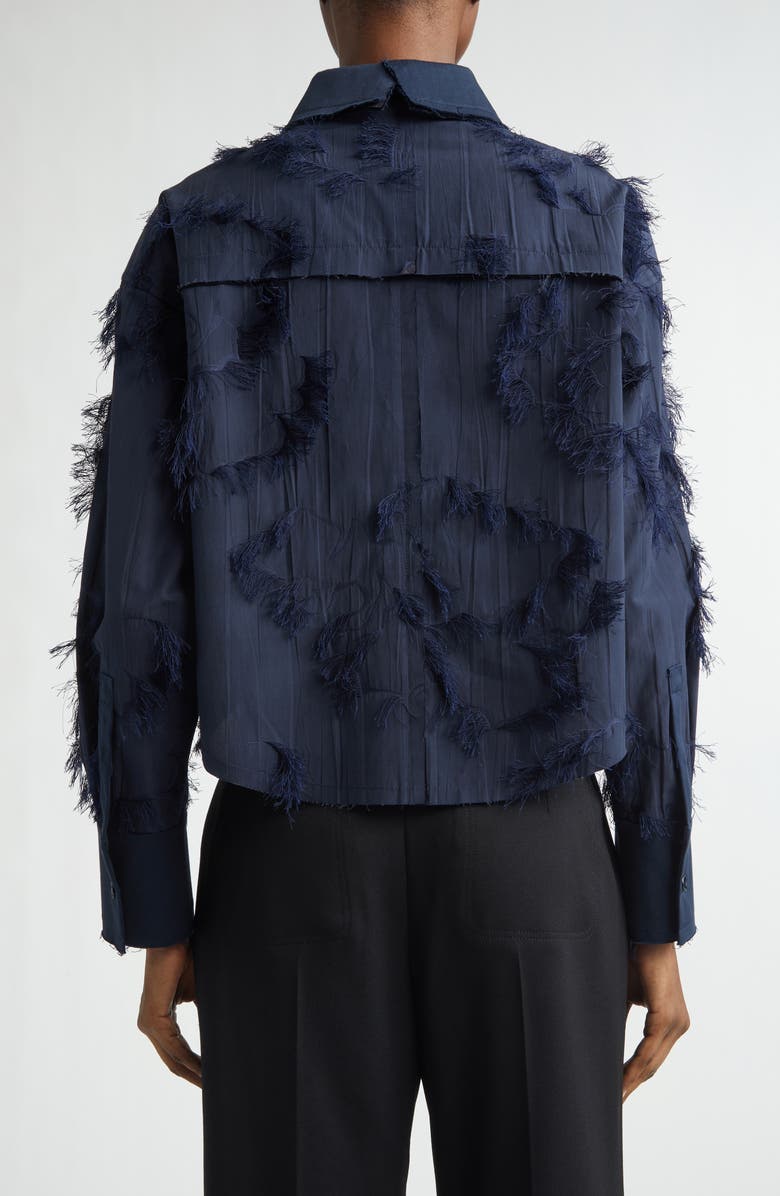 Jason Wu Collection Fil Coupé Crop Henley, Alternate, color, Ultra Navy