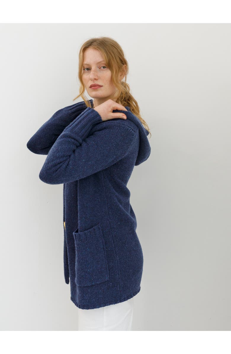 Celtic & Co. Flecked Hooded Coatigan, Alternate, color, Navy