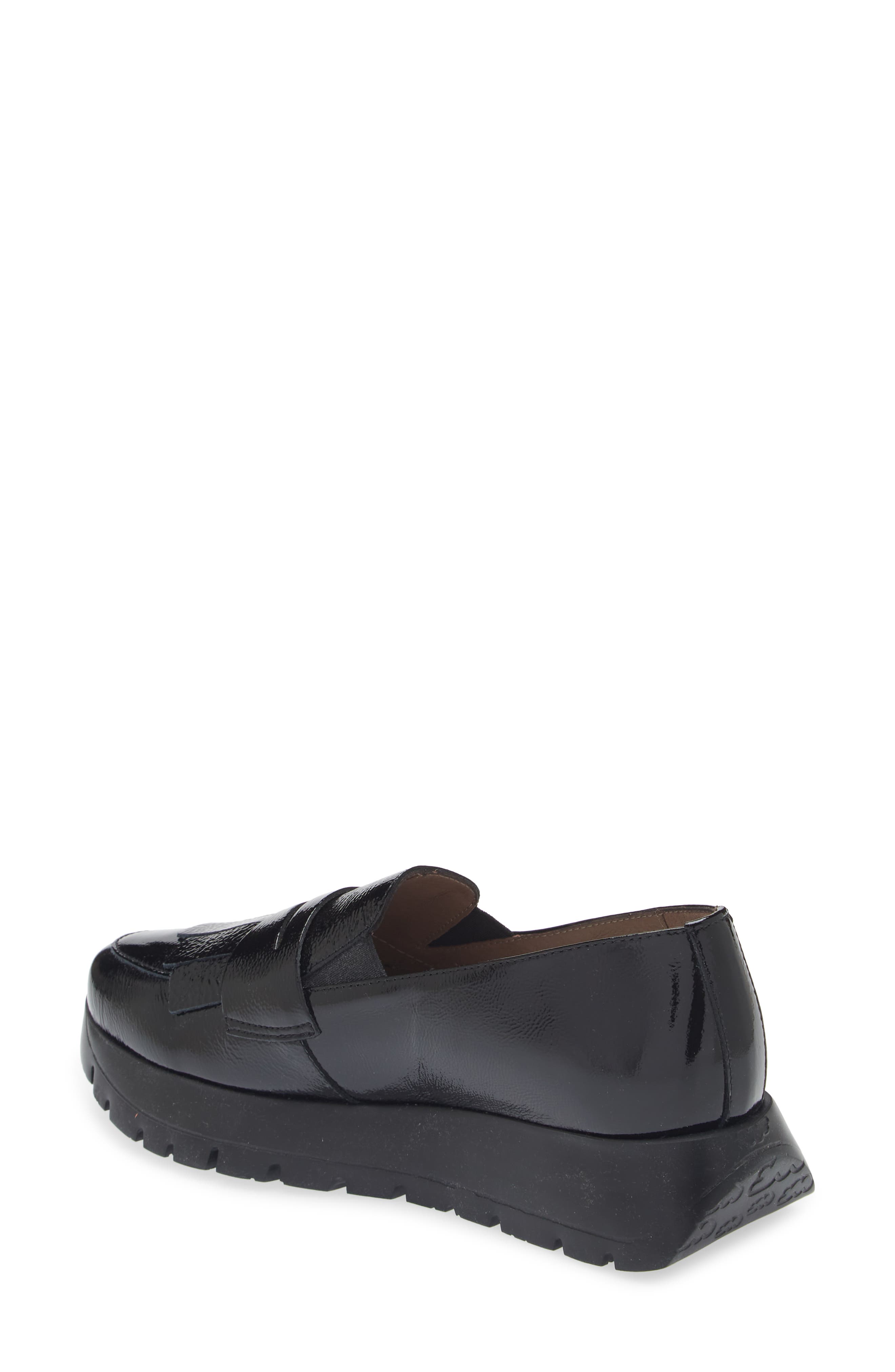 Wonders Kiltie Platform Loafer, Alternate, color, Textured Black Patent
