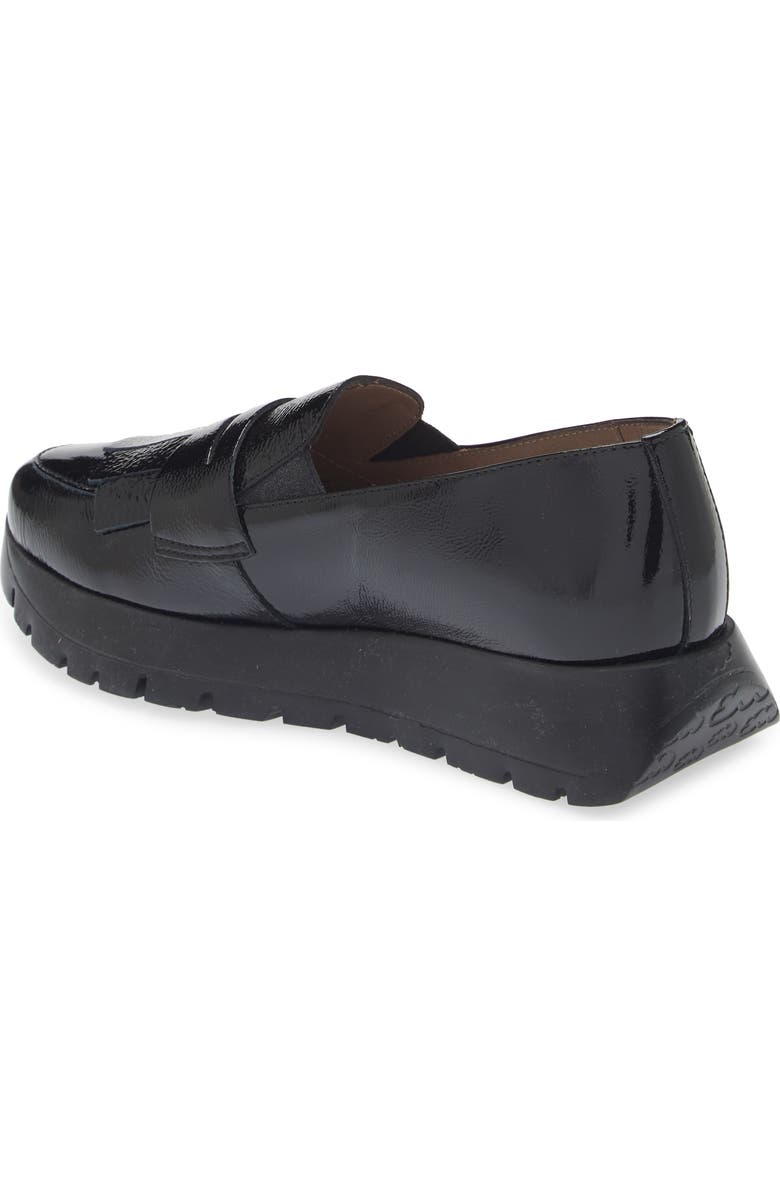Wonders Kiltie Platform Loafer, Alternate, color, Textured Black Patent