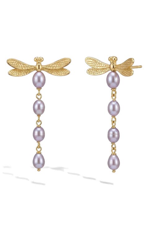 Metamorphic Damselfly Freshwater Pearl Earrings