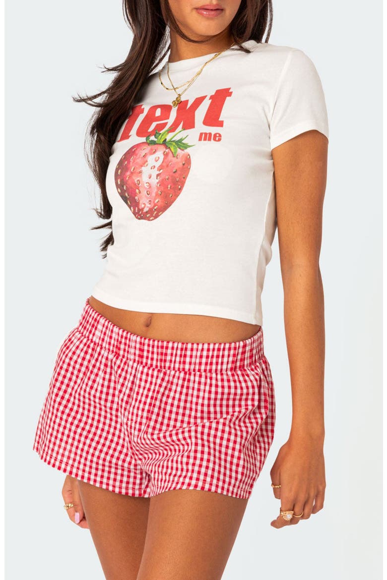 Text Me Strawberry Graphic T-Shirt, Alternate, color, WHITE
