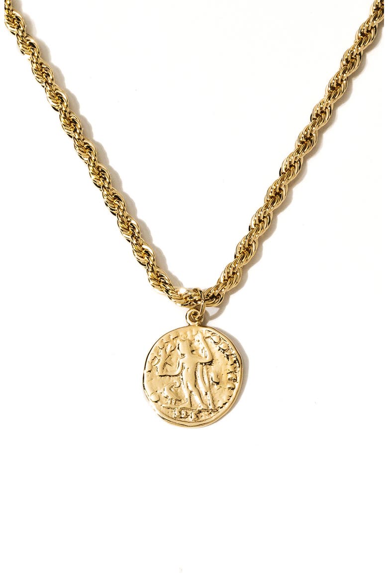 The Corda Coin Pendant Necklace, Main, color, GOLD