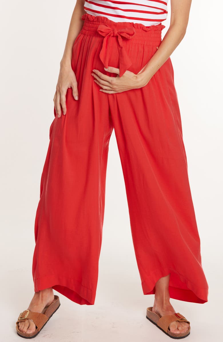 Cache Coeur Sahel Smocked Twill Maternity Pants, Main, color, Coral