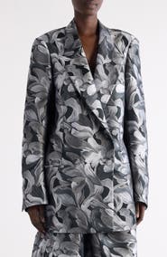 Dries Van Noten Blink Abstract Floral Double Breasted Blazer