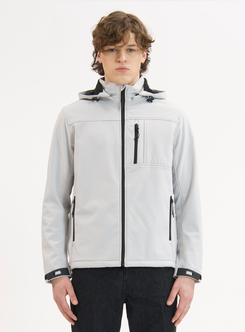 Point Zero Softshell Dewspo Bonded Mesh Jacket In Silver