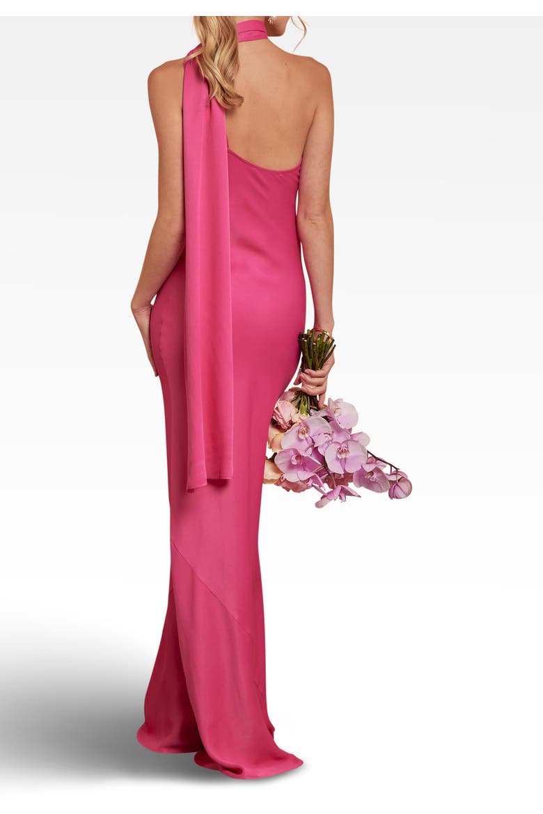 Cressida Satin Asymmetric Dress, Alternate, color, Hot Pink