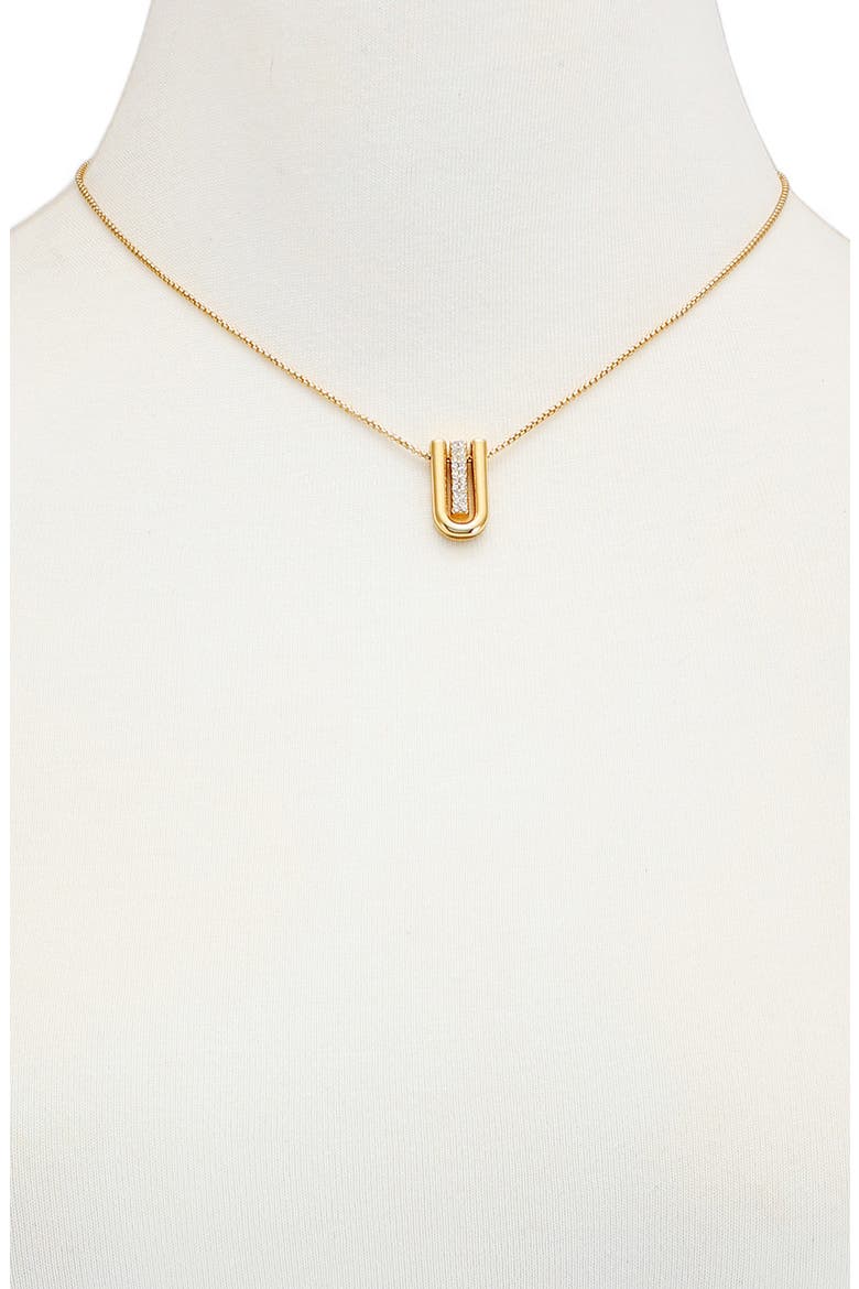 Geo Pavé Pendant Necklace, Alternate, color, GOLD TONE