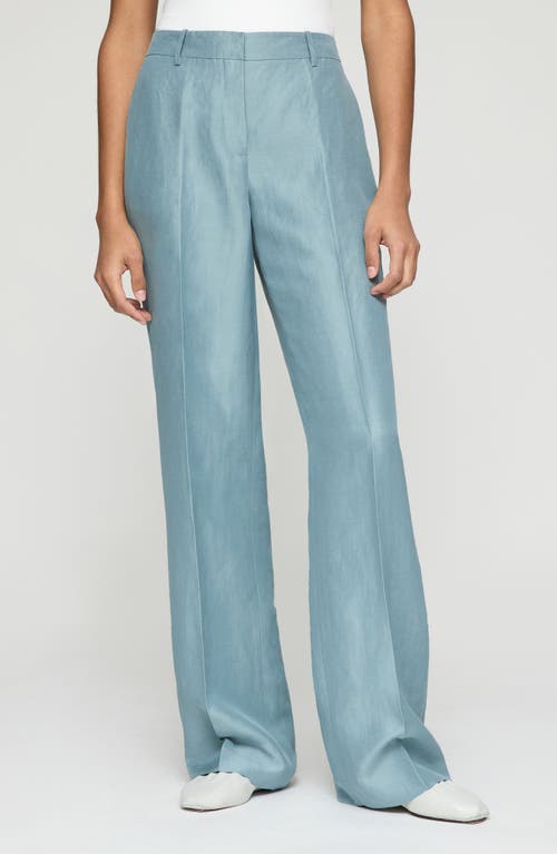 Lafayette 148 Gates Full Leg Linen Blend Pants In Paper Blue
