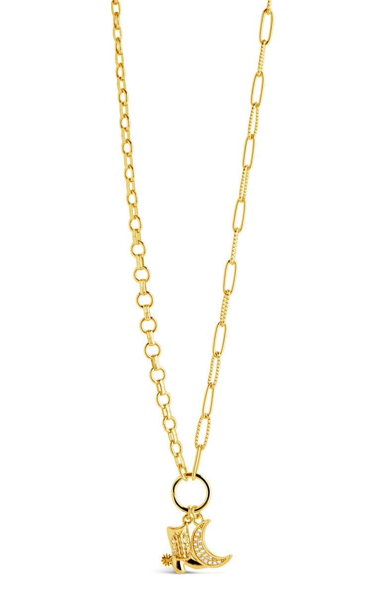 Sterling Forever Kelsea Cubic Zirconia Charm Pendant Necklace, Alternate, color, Gold