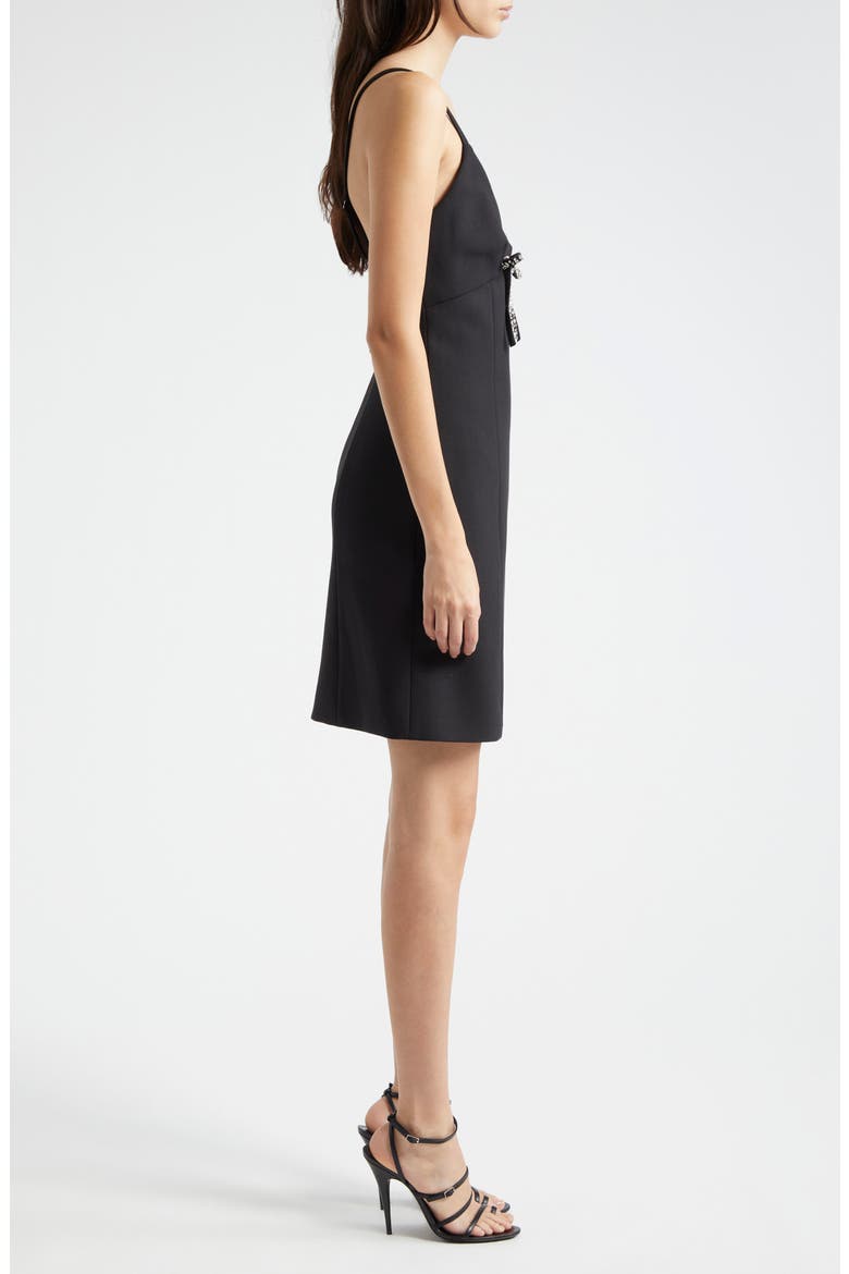 Adele Embellished Bow Minidress, Alternate, color, BLACK