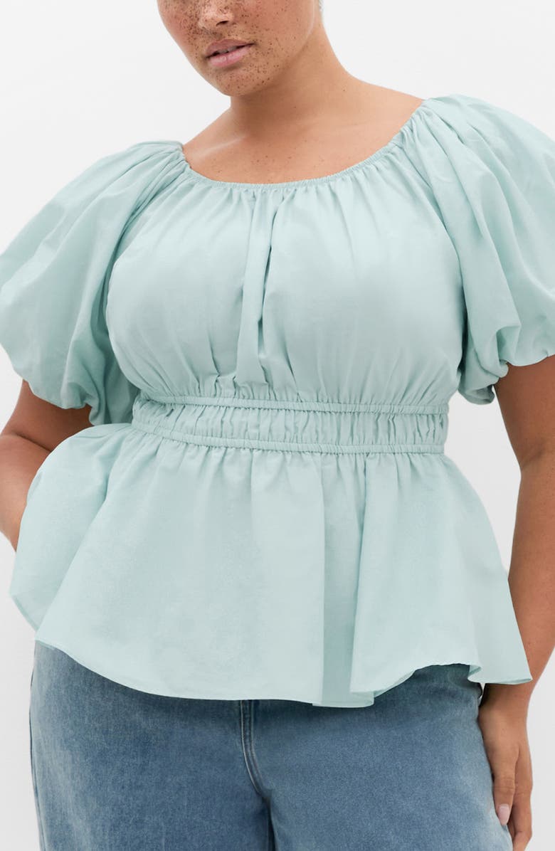 City Chic Lilli Peplum Top, Main, color, Seafoam