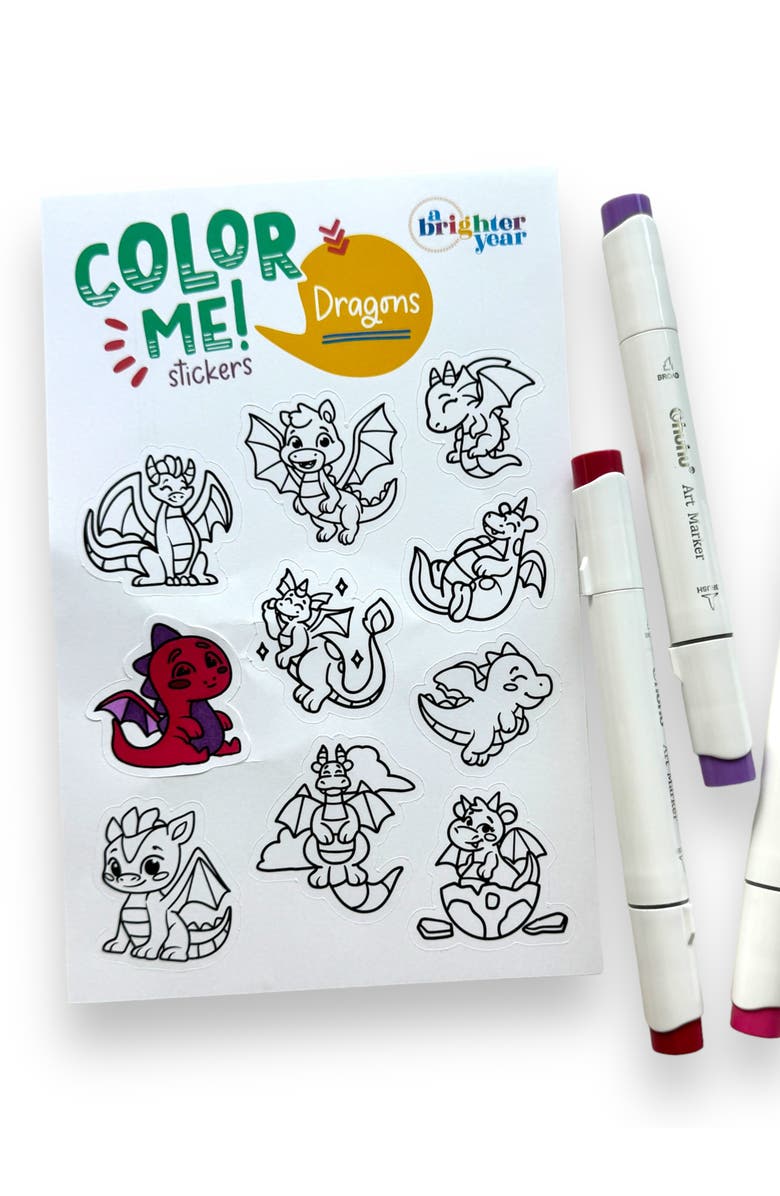 A Brighter Year Color Your Own Creative Activity Bundle, Alternate, color, Dinos + Dragons