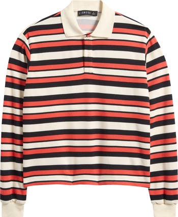 LIONESS Leisure Stripe Long Sleeve Polo Shirt | Nordstrom