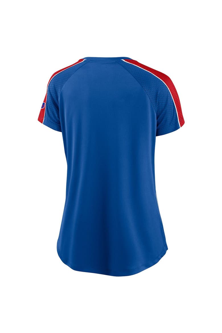 Women's Fanatics Branded Royal/Red Texas Rangers True Classic League Diva Pinstripe Raglan V-Neck T-Shirt, Alternate, color, Royal