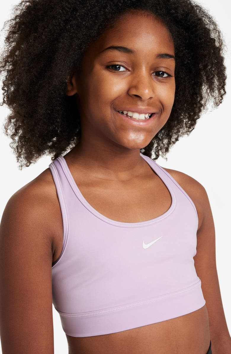Nike Kids' Dri-FIT Racerback Sports Bra, Alternate, color, Doll/ White