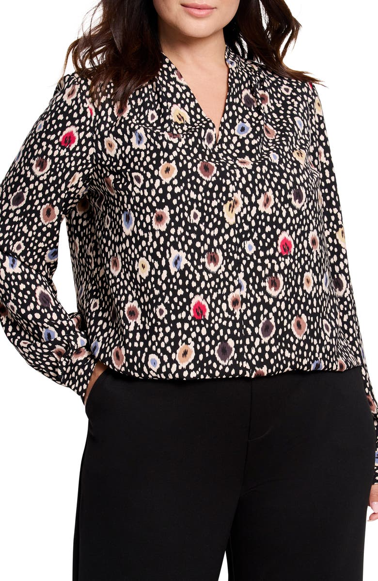 NIC+ZOE Spotted Dots V-Neck Top, Main, color, 