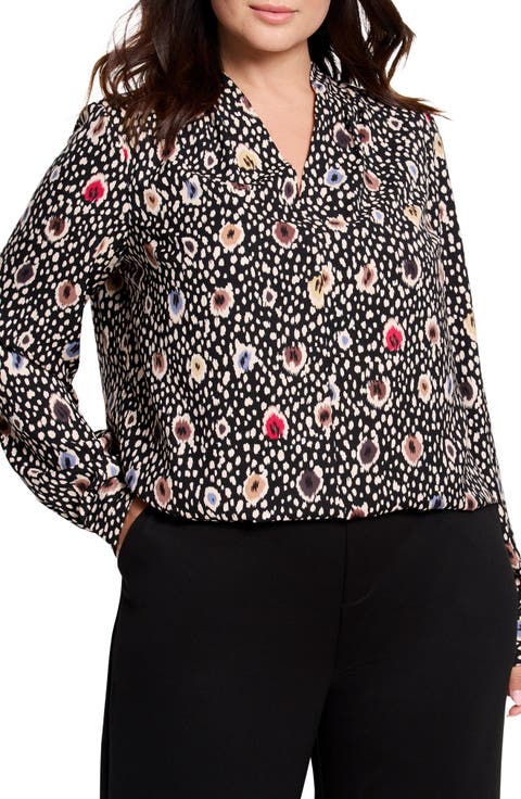 Spotted Dots V-Neck Top (Plus)