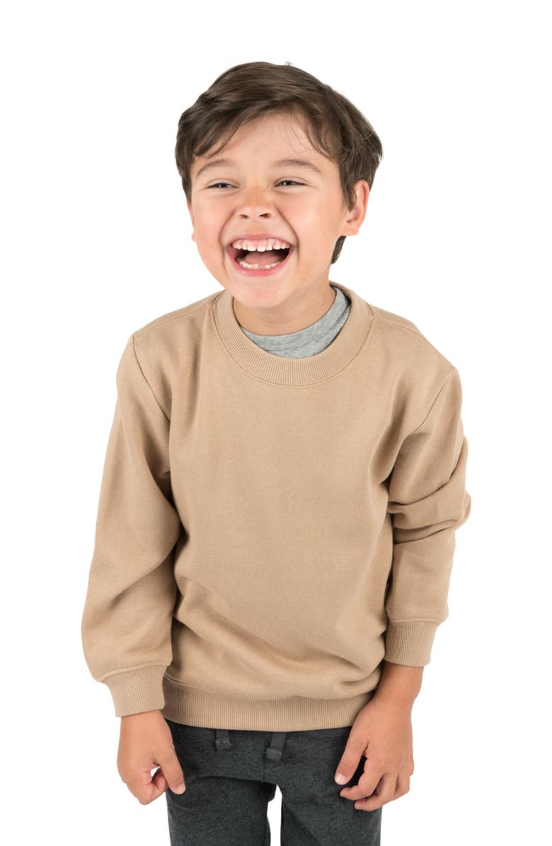 Leveret Kids Pullover Sweatshirt, Long Sleeve, Solid Colors, Main, color, Beige