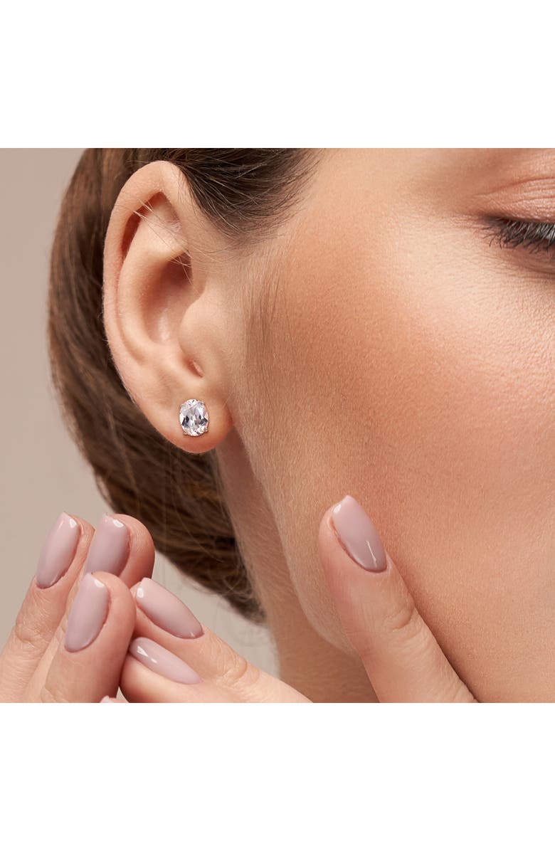 DELMAR Oval Cut White Topaz Stud Earrings & Pendant Necklace Set, Alternate, color, White