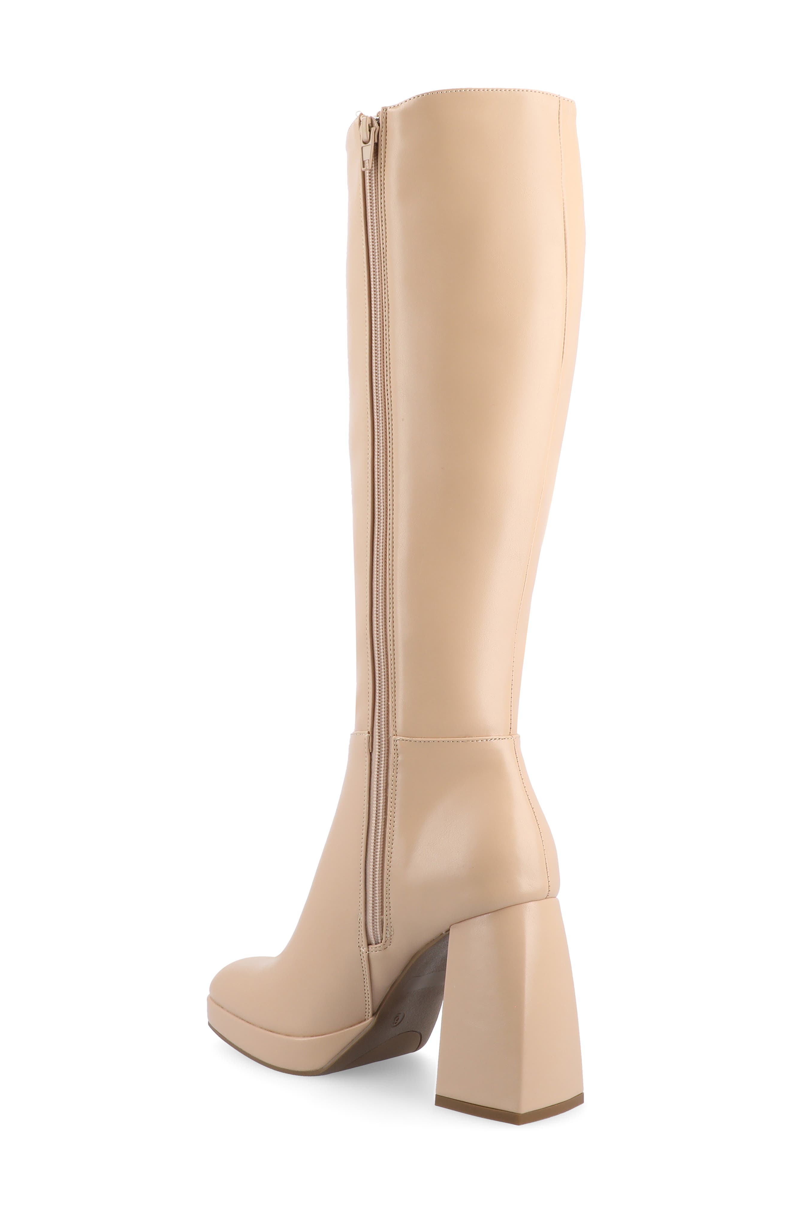 Journee Collection Mylah Block Heel Boot, Alternate, color, Beige
