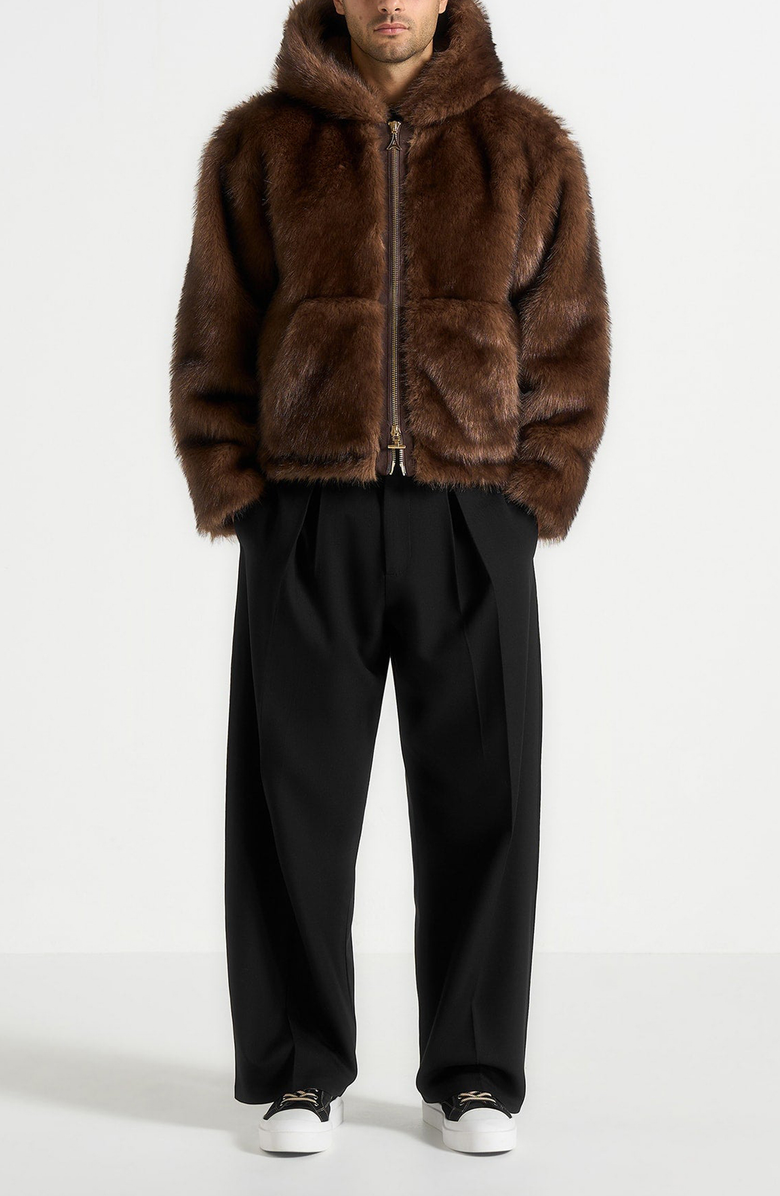 Manière De Voir Ryan Fur Hooded Jacket, Alternate, color, Brown