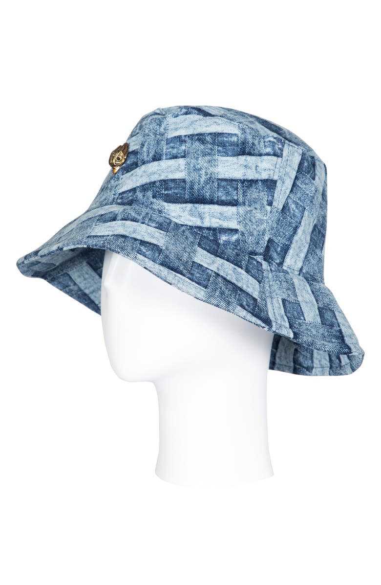 Kurt Geiger London Woven Denim Bucket Hat, Alternate, color, Dark Blue
