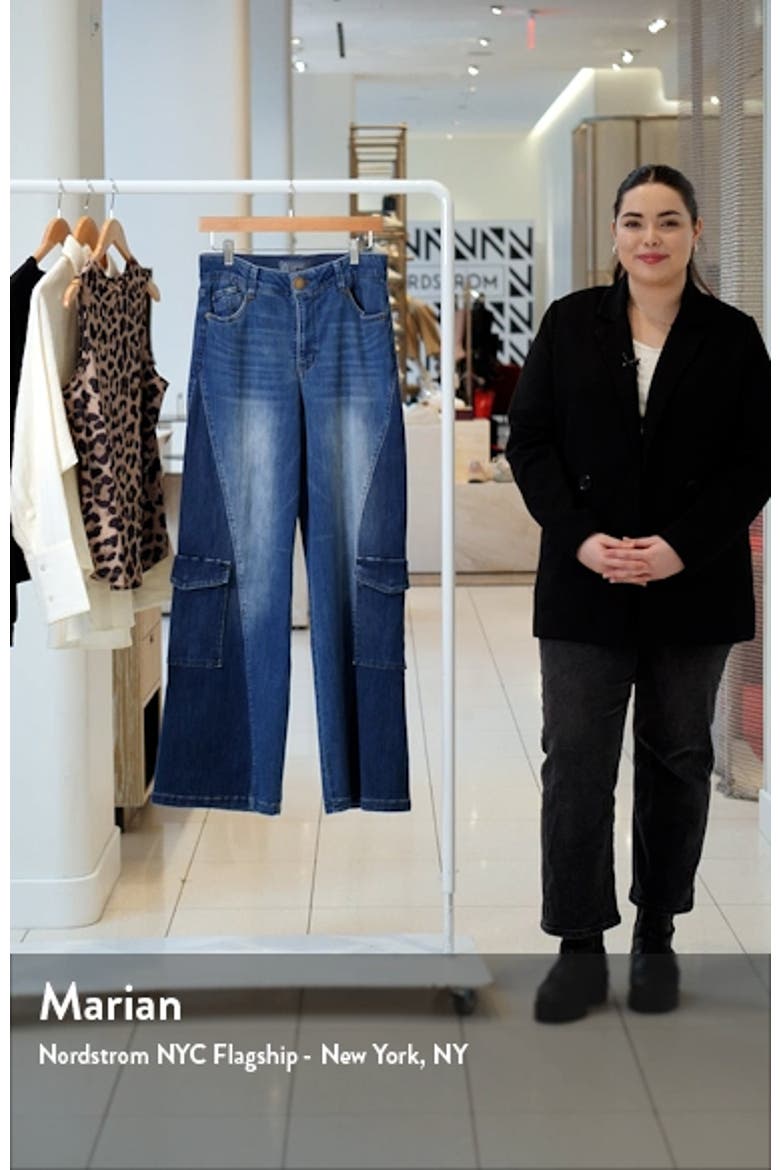 'Ab'Solution Colorblock Wide Leg Cargo Jeans video