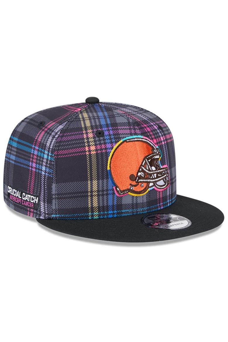 Men's New Era Black Cleveland Browns 2024 NFL Crucial Catch Plaid 9FIFTY Snapback Hat, Main, color, Black
